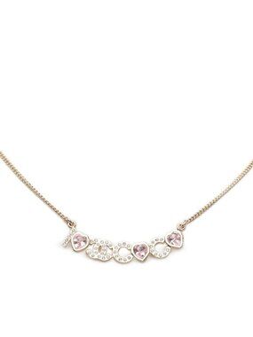 Chanel Heart CC Logo Necklace Gold Plated Rhinestone Bijuu